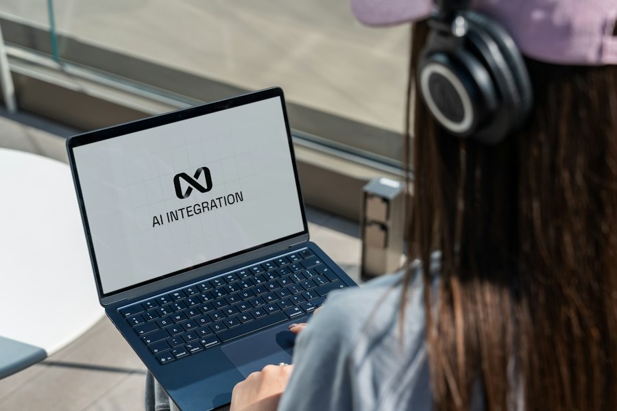 Person working on a laptop with AI tools