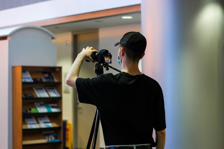 Camera setup for a business video shoot